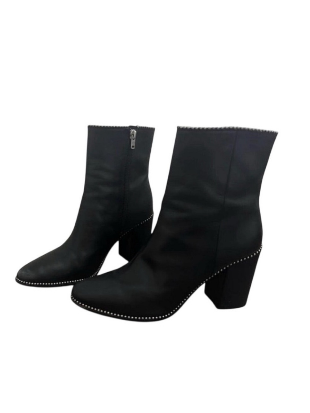 Coach Drea Beadchain Heeled Booties in smooth black leather. Size 9.5